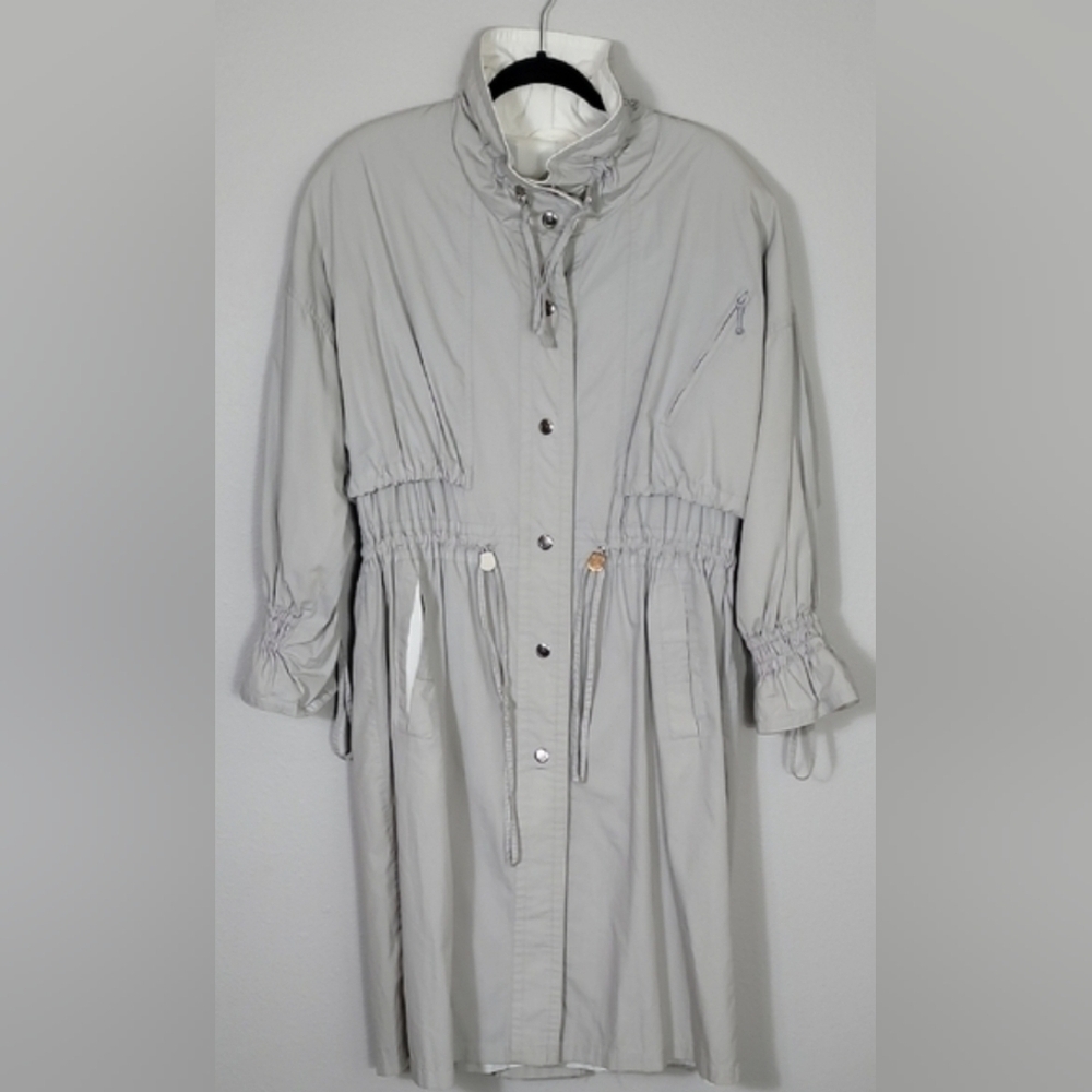 Vintage Fleet Street Womens Trench Coat Size 10 M Beige Snap Button Pockets